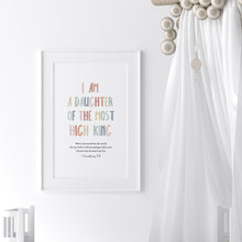 Load image into Gallery viewer, Watercolor boho pastel rainbow color I am daughter of God art print 07-26415