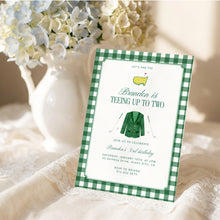 Load image into Gallery viewer, 0329 Golf 2nd Birthday Invitation, Teeing Up To Two, Green Gingham (Digital Download)