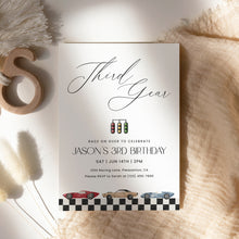 Load image into Gallery viewer, Third Gear Race Car 3rd Birthday Party Invitation For boy Editable Template 0330