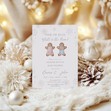 Load image into Gallery viewer, 2029 Gingerbread Gender Reveal Invitation: Holiday Baby Shower (Editable)