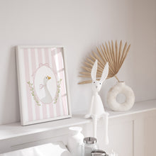 Load image into Gallery viewer, Watercolor whimsical pink silly goose art print 07-276