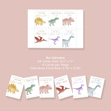 Load image into Gallery viewer, Dinosaur Valentine’s Day Cards for Kids, Printable Dino Valentines Classroom Party, Instant Download 0803