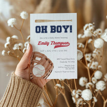 Load image into Gallery viewer, Corjl editable oh boy baseball baby shower invitation template 2016