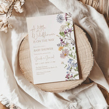 Load image into Gallery viewer, 2025 little wild flower is on the wat baby shower invitation template