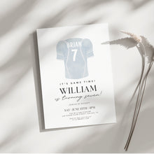 Load image into Gallery viewer, 0325 Blue American Football Jersey Game Time Birthday Invitation, Editable Template, Digital Download