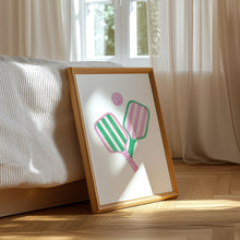 Load image into Gallery viewer, watercolor pickle ball paddle art print 07-362