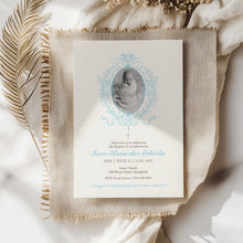 Load image into Gallery viewer, 0501 blue photo baptism invitation template