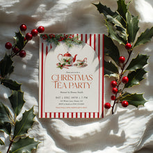 Load image into Gallery viewer, 2033 Winter Christmas Tea Party Holiday Brunch Gathering Invite, Editable Template, Digital Download