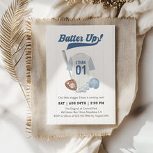 Load image into Gallery viewer, 0314 blue batter up birthday invitation template