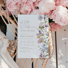 Load image into Gallery viewer, 2025 little wild flower is on the wat baby shower invitation template