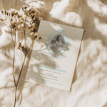 Load image into Gallery viewer, 0501 blue photo baptism invitation template