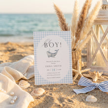 Load image into Gallery viewer, Boy Whale Watercolor Baby Shower Invitation, Elegant Editable Template 2045