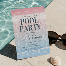 Load image into Gallery viewer, Beach Ocean Photo Pool Party Invitation Editable Summer Coastal Birthday Invite Template 0339