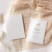 Load image into Gallery viewer, Lamb Baptism Invitation Template, Preppy Stripe Christian Boy Baptism Invite 0502