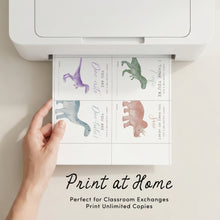 Load image into Gallery viewer, Dinosaur Valentine’s Day Cards for Kids, Printable Dino Valentines Classroom Party, Instant Download 0803