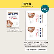 Load image into Gallery viewer, Corjl editable oh boy baseball baby shower invitation template 2016