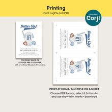 Load image into Gallery viewer, 0314 blue batter up birthday invitation template