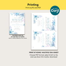 Load image into Gallery viewer, 0319 Blue Winter ONE-derland 1st Birthday Invitation, Snowflake Watercolor Winter Wonderland Invite