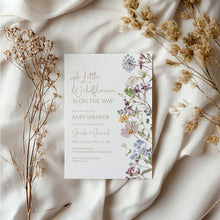Load image into Gallery viewer, 2025 little wild flower is on the wat baby shower invitation template