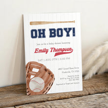Load image into Gallery viewer, Corjl editable oh boy baseball baby shower invitation template 2016