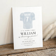 Load image into Gallery viewer, 0325 Blue American Football Jersey Game Time Birthday Invitation, Editable Template, Digital Download