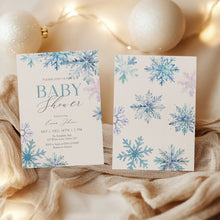 Load image into Gallery viewer, 2024 blue snowflake winter wonderland invitation template