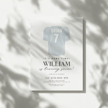 Load image into Gallery viewer, 0325 Blue American Football Jersey Game Time Birthday Invitation, Editable Template, Digital Download