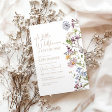 Load image into Gallery viewer, 2025 little wild flower is on the wat baby shower invitation template