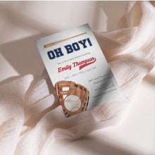 Load image into Gallery viewer, Corjl editable oh boy baseball baby shower invitation template 2016