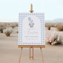 Load image into Gallery viewer, 2031 Blue Elephant Boys baby shower welcome sign template, digital download
