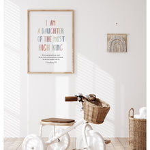Load image into Gallery viewer, Watercolor boho pastel rainbow color I am daughter of God art print 07-26415