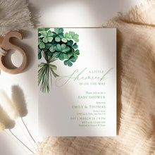 Load image into Gallery viewer, 0804 A Little Shamrock Is on the Way: Irish St. Patrick's Baby Shower Invitation, Digital Downlaod