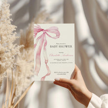 Load image into Gallery viewer, Corjl editable pink bow invitation 2014