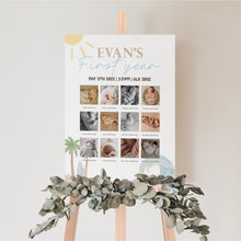 Load image into Gallery viewer, The Big One 12-Month Photo Milestone Board Editable Surf Birthday Coastal Beach 1st Birthday Template 0338