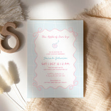 Load image into Gallery viewer, 2020 pink blue apple baby shower invitation
