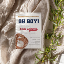 Load image into Gallery viewer, Corjl editable oh boy baseball baby shower invitation template 2016