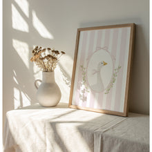 Load image into Gallery viewer, Watercolor whimsical pink silly goose art print 07-276