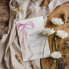 Load image into Gallery viewer, Corjl editable pink bow invitation 2014