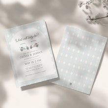 Load image into Gallery viewer, Pastel pink blue golf cart Gender reveal baby shower invitation, Editable digital Golf Baby Shower invites Template, digital download 0204