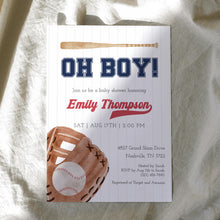 Load image into Gallery viewer, Corjl editable oh boy baseball baby shower invitation template 2016
