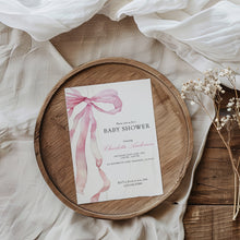 Load image into Gallery viewer, Corjl editable pink bow invitation 2014