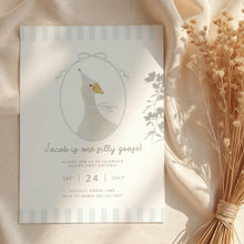 Load image into Gallery viewer, 0308 Blue silly goose birthday invitation