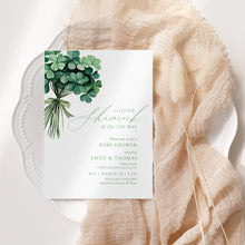 Load image into Gallery viewer, 0804 A Little Shamrock Is on the Way: Irish St. Patrick's Baby Shower Invitation, Digital Downlaod