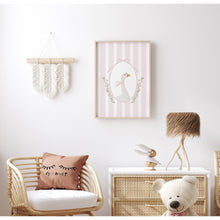 Load image into Gallery viewer, Watercolor whimsical pink silly goose art print 07-276