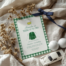 Load image into Gallery viewer, 0329 Golf 2nd Birthday Invitation, Teeing Up To Two, Green Gingham (Digital Download)