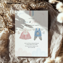 Load image into Gallery viewer, 0304 Korean Twins Hanbok 1st birthday Dol invitation Template