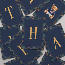 Load image into Gallery viewer, 0327 Navy Tartan Teddy Bear First Birthday Photo Banner Template, Digital Download