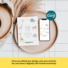 Load image into Gallery viewer, Boho Wild One First Birthday Invitation 0306