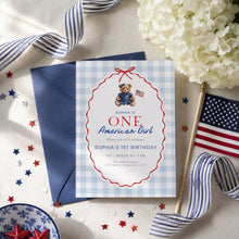 Load image into Gallery viewer, All American Girl 1st Birthday Invitation, 4th of July Patriotic Summer Party Template 0341