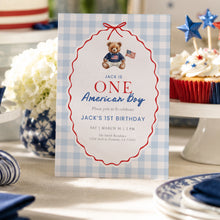 Load image into Gallery viewer, All American Boy 1st Birthday Invitation, 4th of July Patriotic Summer Party Template 0341